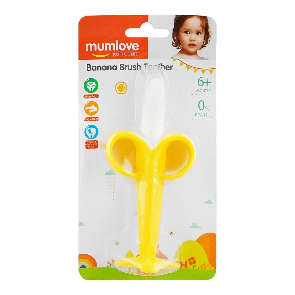 Mum Love Banana Brush Teether, BPA Free, For 6+ Months, Yellow, A004