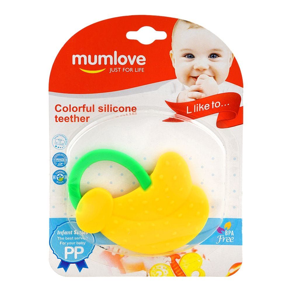Mum Love Banana Colorful Silicone Teether, BPA Free, Yellow, A6125