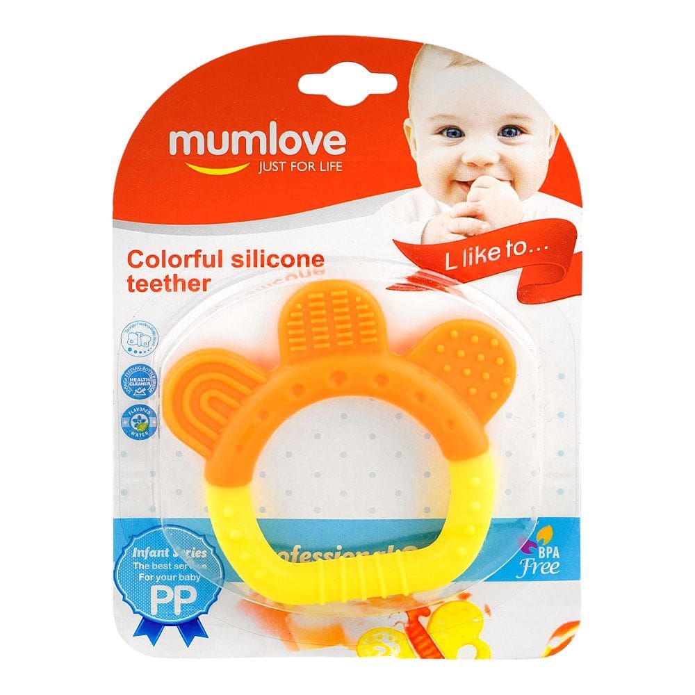 Mum Love Crown Colorful Silicone Teether, BPA Free, Orange, A6125