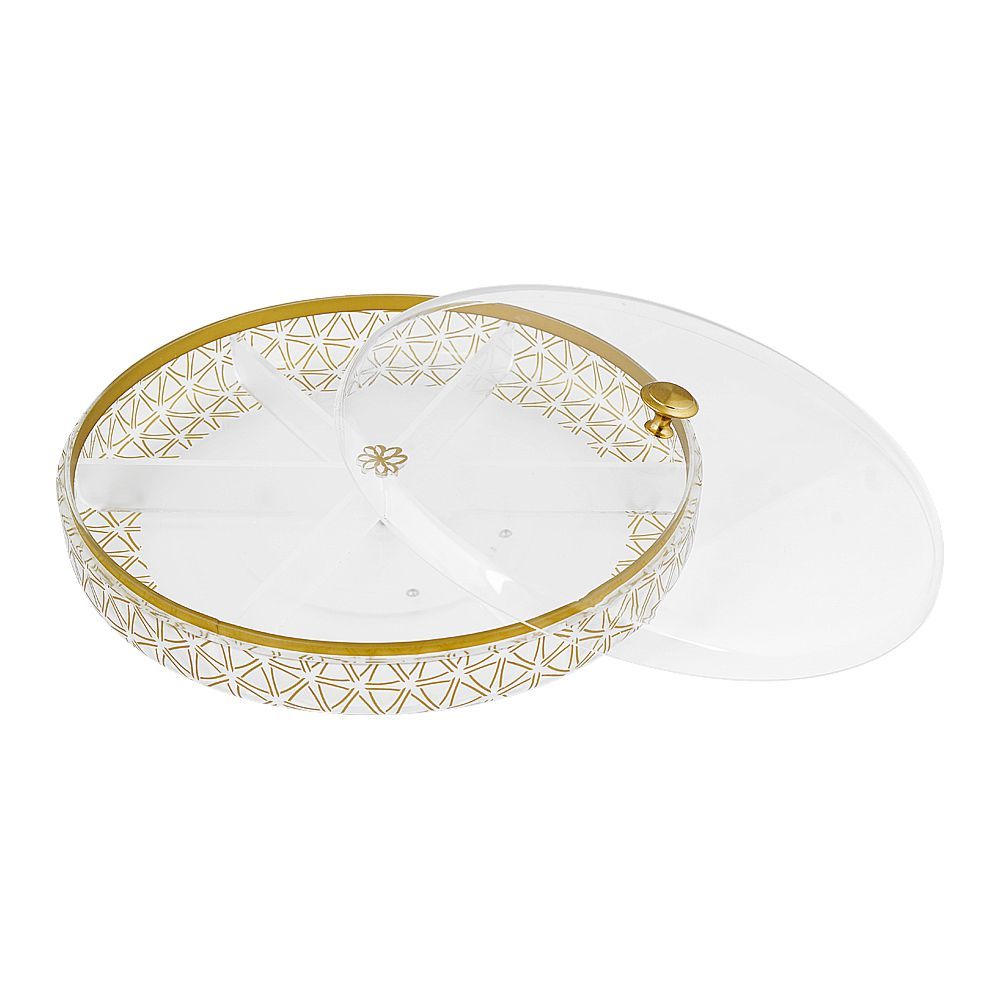 Urban Trends Khaas Daan Serving Tray with Lid, 6 Compartments, Large, Frosted