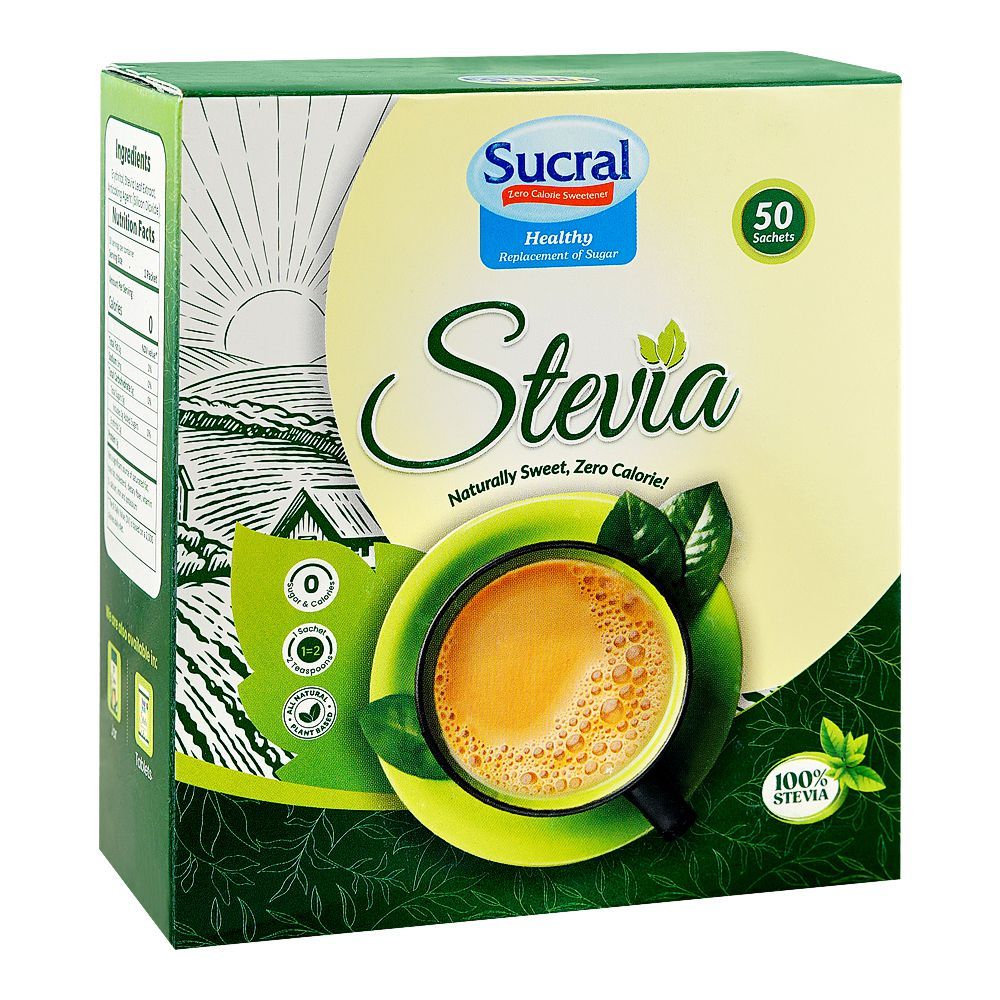 Sucral Stevia Sachets Box, 50-Pack