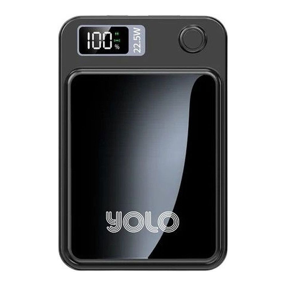Yolo GoMag Power Bank (10000mAh, 22.5W, Wireless Charging), Black, Y-703