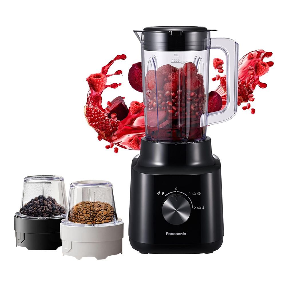 Panasonic Blender With 2 Dry Mills, 450W, 1450ml Liter Plastic Jug, 50g Dry Mill, Black, MX-CP3121