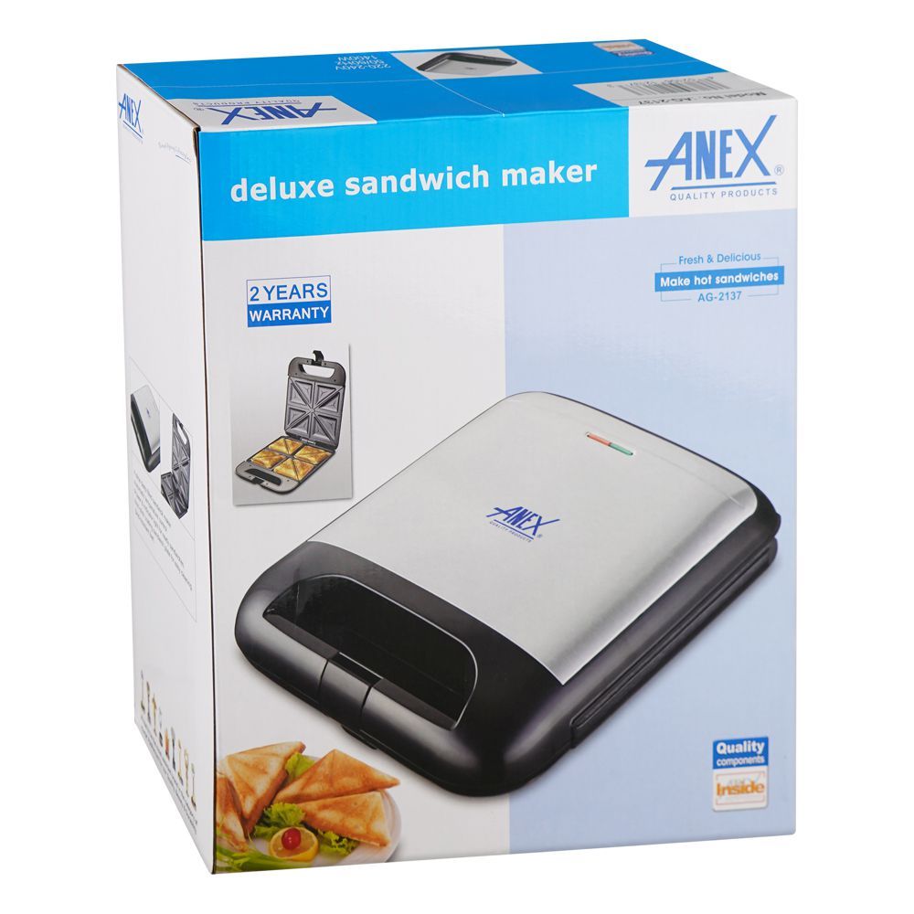 Anex Deluxe Sandwich Maker, Black & Silver, AG-2137