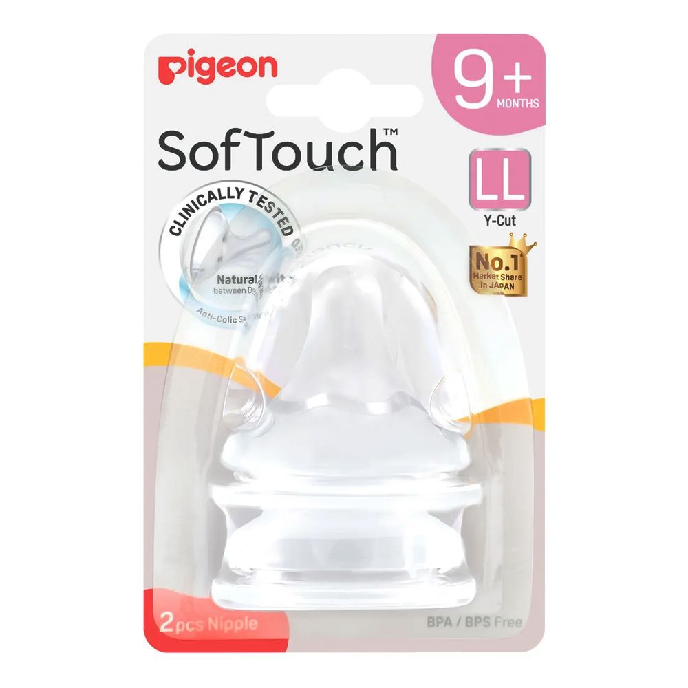 Pigeon SofTouch Nipples, LL Y-Cut, For 9+ Months, 2-Pack, A81269