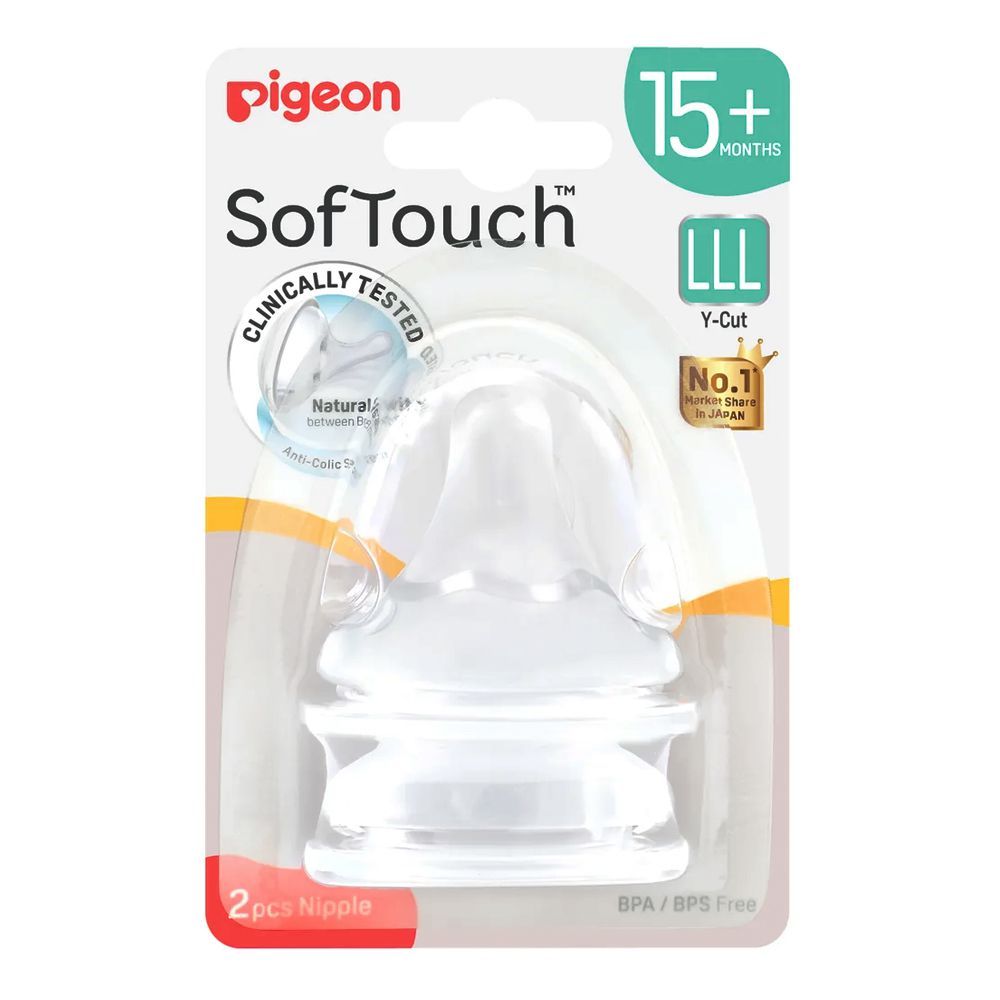 Pigeon SofTouch Nipples, LLL Y-Cut, For 15+ Months, 2-Pack, A81270