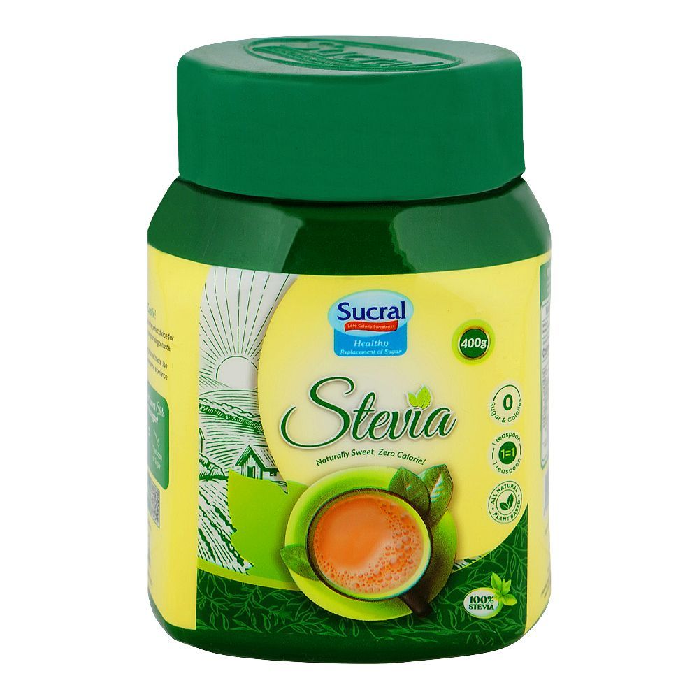 Sucral Stevia Powder Jar, 100% Natural, Zero Sugar & Calorie Sweetener, 400g