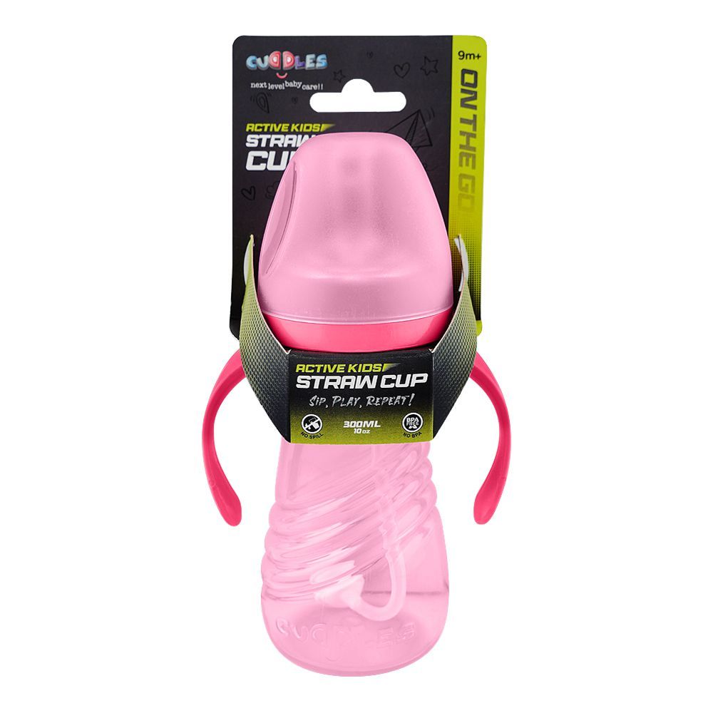 Cuddles Active Kids Straw Cup, For 9 Months+, Pink, 300ml