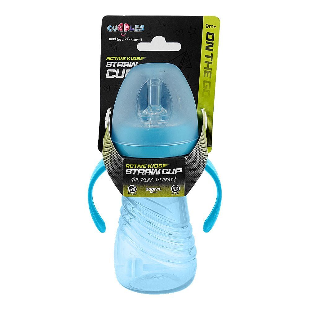 Cuddles Active Kids Straw Cup, For 9+ Months, Blue, 300ml