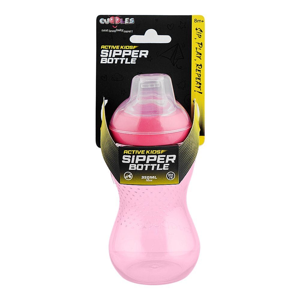 Cuddles Active Kids Sipper Bottle, For 8+ Months, Pink, 350ml