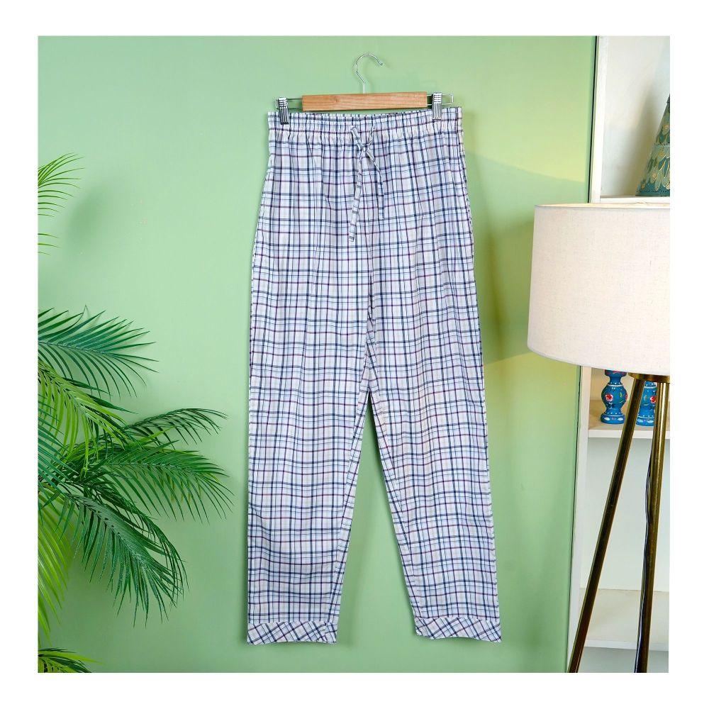 Basix Men's Check Trouser, Vanilla White & Charcoal, MT-925