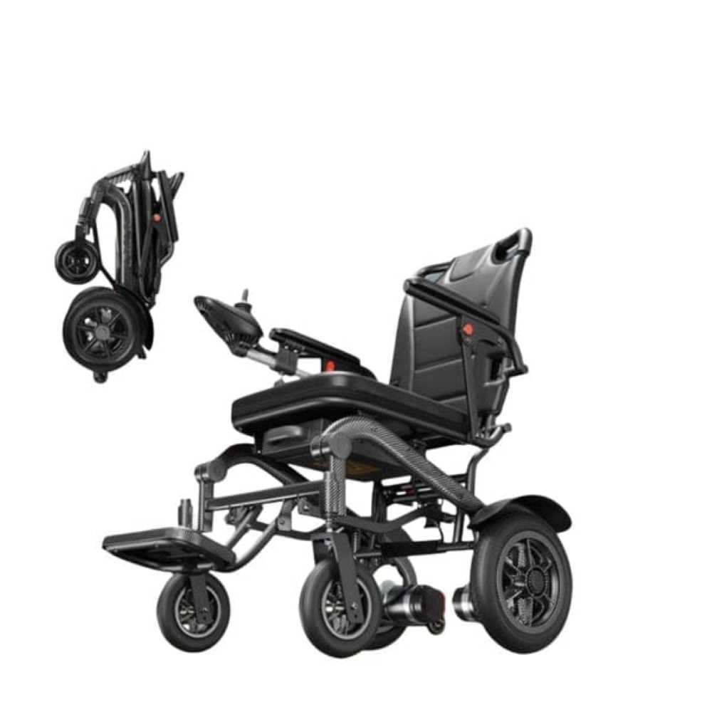 Secure Ages Transfer Electric Wheelchair, 350W x 2 Motors & 24V, Lithium Battery, 8 Inches Wheels, QK-D03
