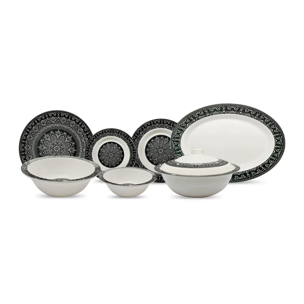 Patex Studios Dinner Set, 8 Person Serving, 43 Pieces, Noir Chick 5012
