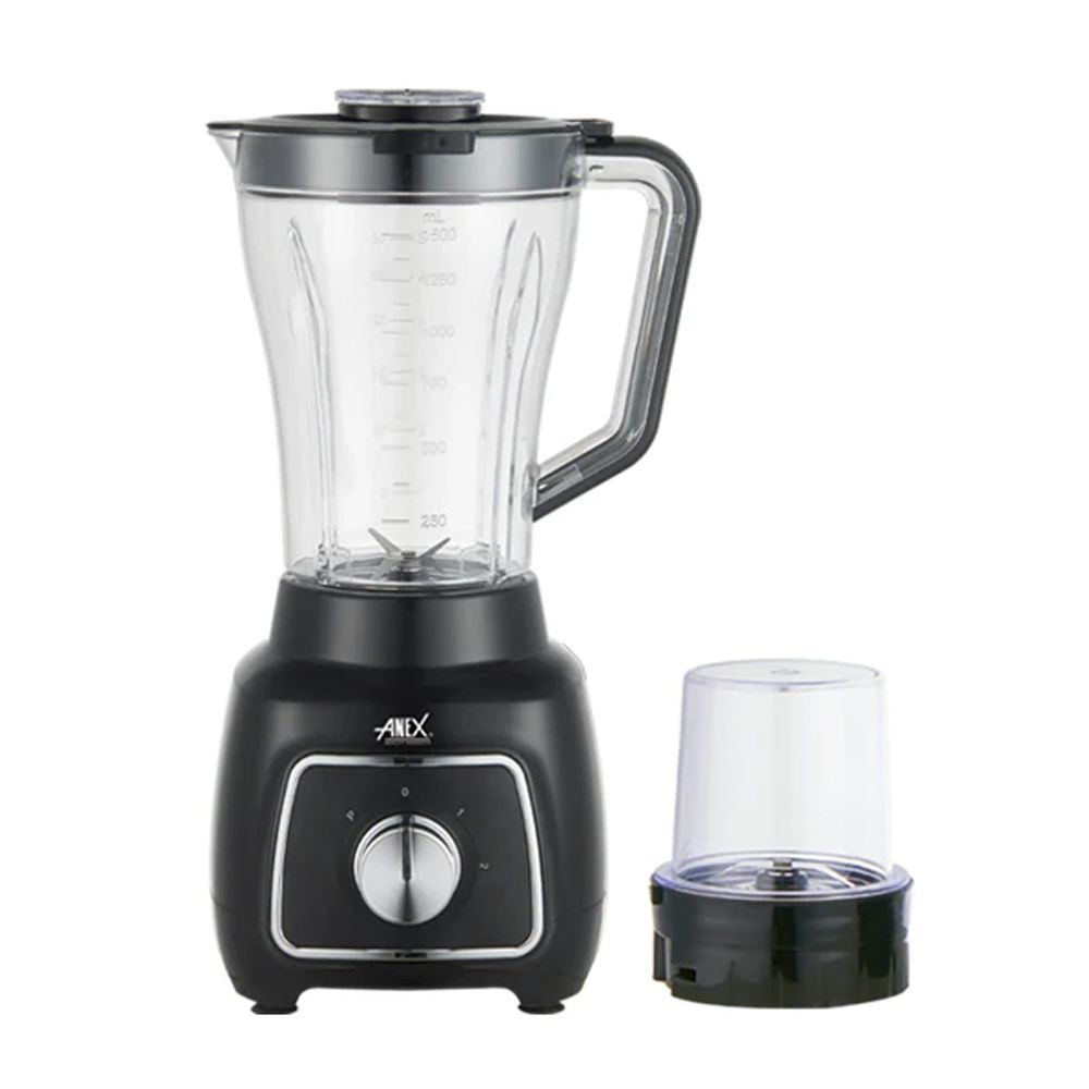Anex Deluxe 2-In-1 Blender & Grinder, 500W, 220-240V, 1.5 Liter Jar, Black, AG-6134UB