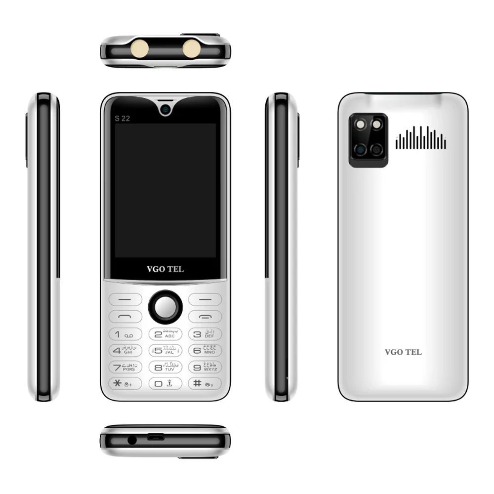 VGO Tel S22 Feature Mobile Phone, Dual SIM, 3000mAh Battery, 2.8" Display, Black & White