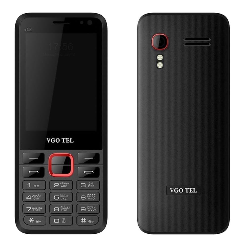 VGO Tel i12 Feature Mobile Phone, Dual SIM, 5000mAh Battery, 2.8" Display, Black & Red