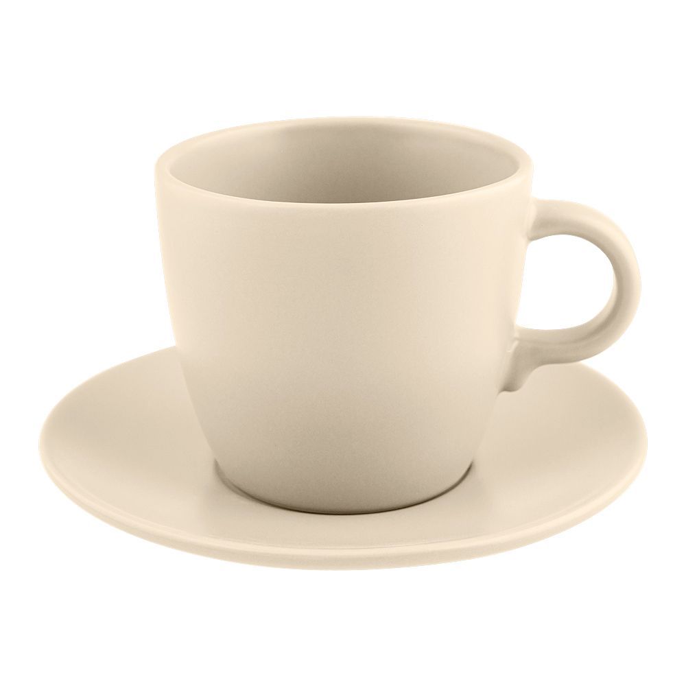 Ikea Fargklar Cup With Saucer Glossy Beige 25CL Set 4 Pieces, 50479433