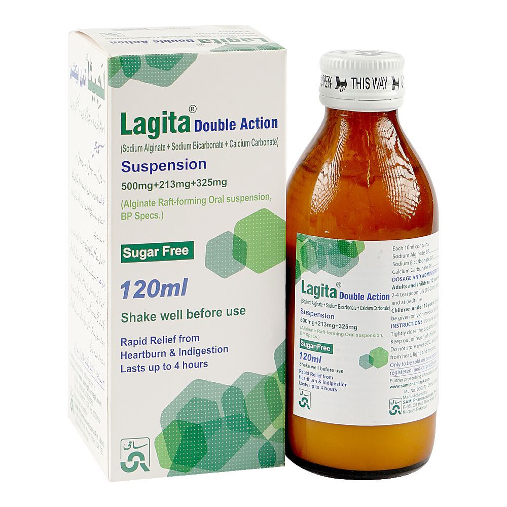 Sami Pharmaceuticals Lagita Double Action Suspension Syrup, Sugar Free, 120ml