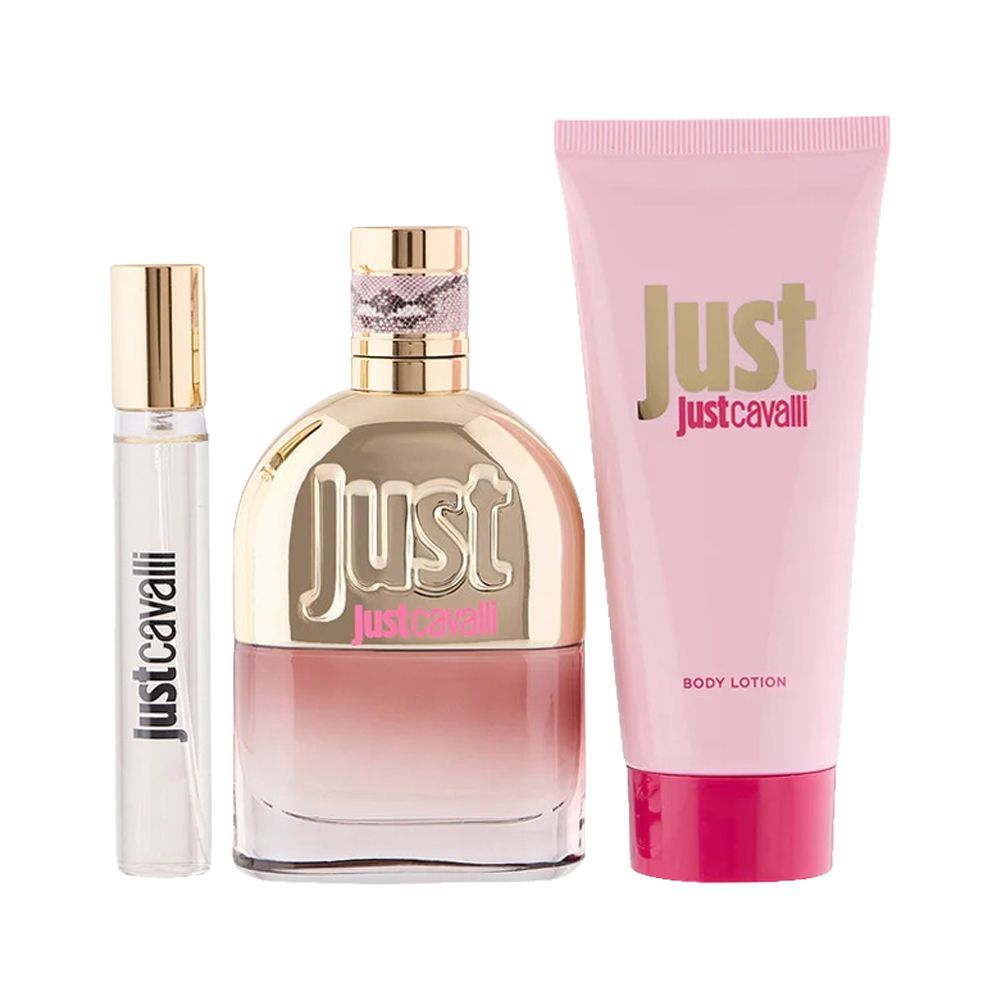 Roberto Cavalli For Her Set Eau de Toilette, 75ml + Eau de Toilette 15ml + Body Lotion 100ml + Travel Pouch