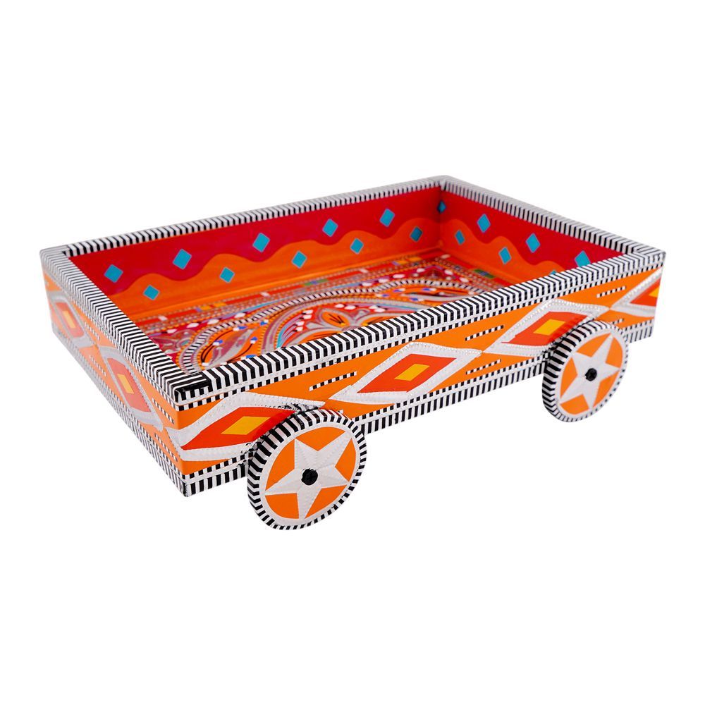 Star Shine Truck Art Wheel Tray Orange, Large