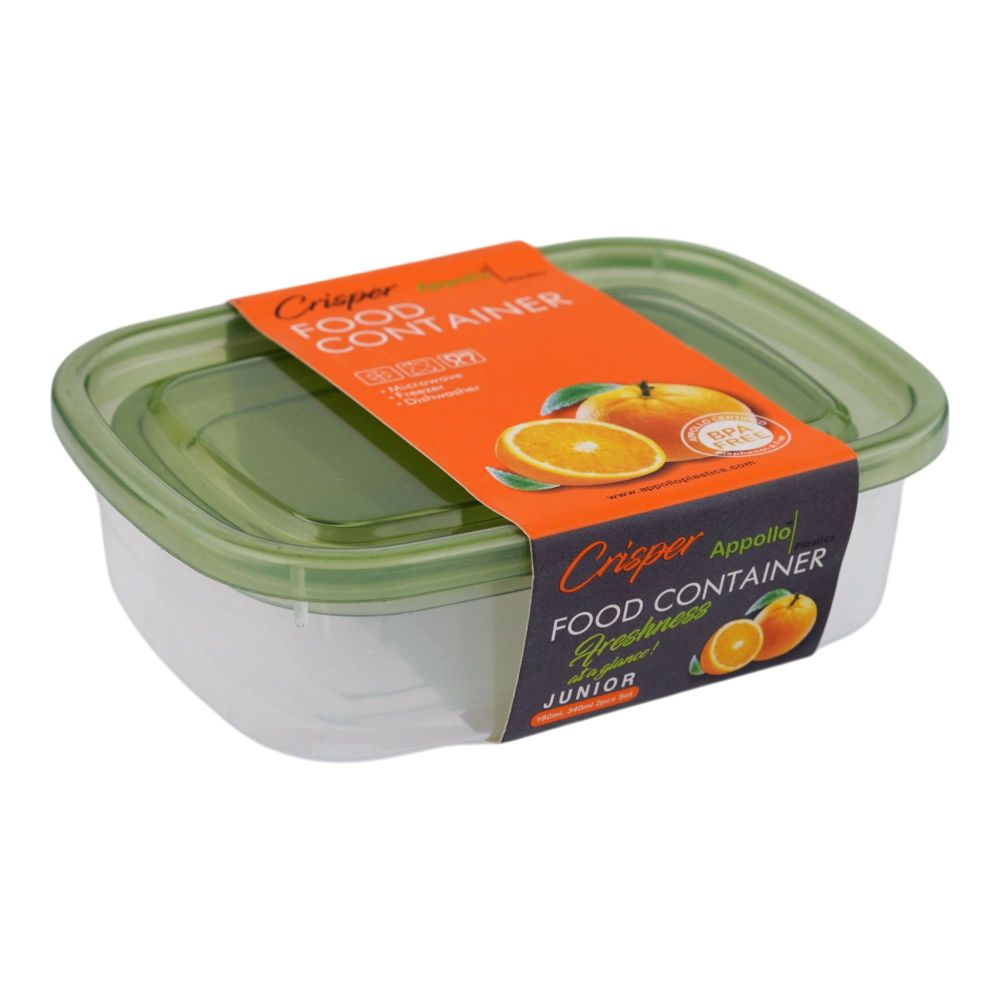 Appollo Crisper Food Container Set, 180ml + 340ml, Junior, Green, 2-Pack
