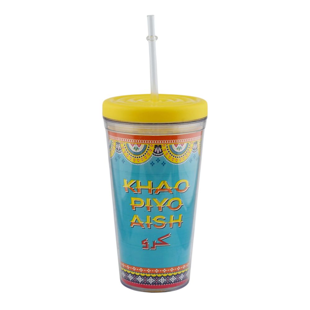 Appollo Khao Piyo Aish Karo Tumbler, Yellow, 500ml