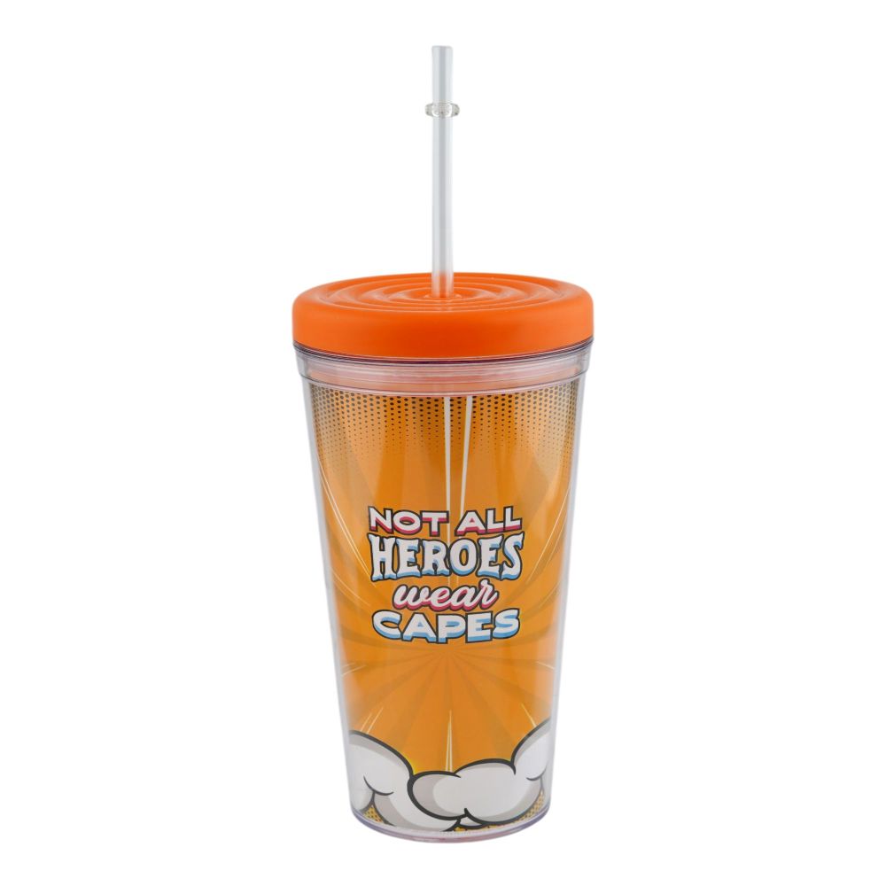 Appollo Not All Heroes Wear Capes Tumbler, Orange, 500ml