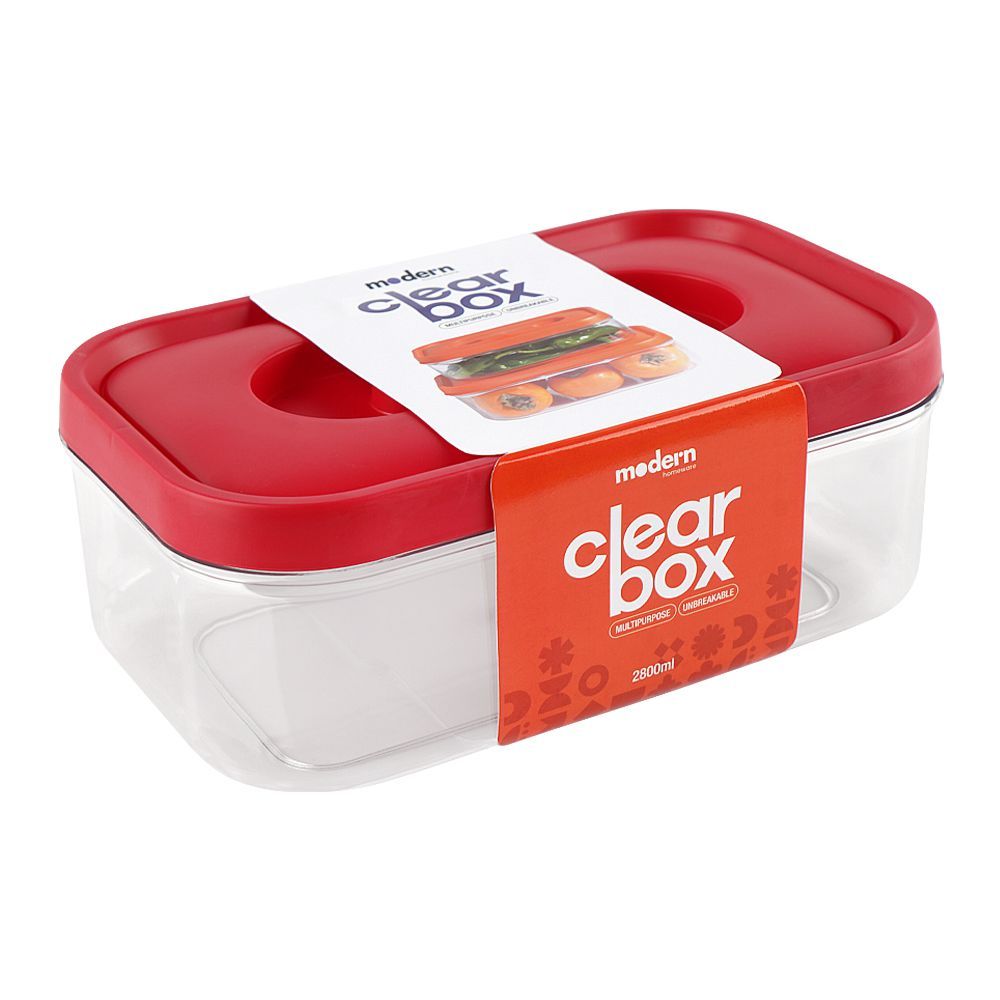 Modern Clear Box, Red, 2800ml, Cb01