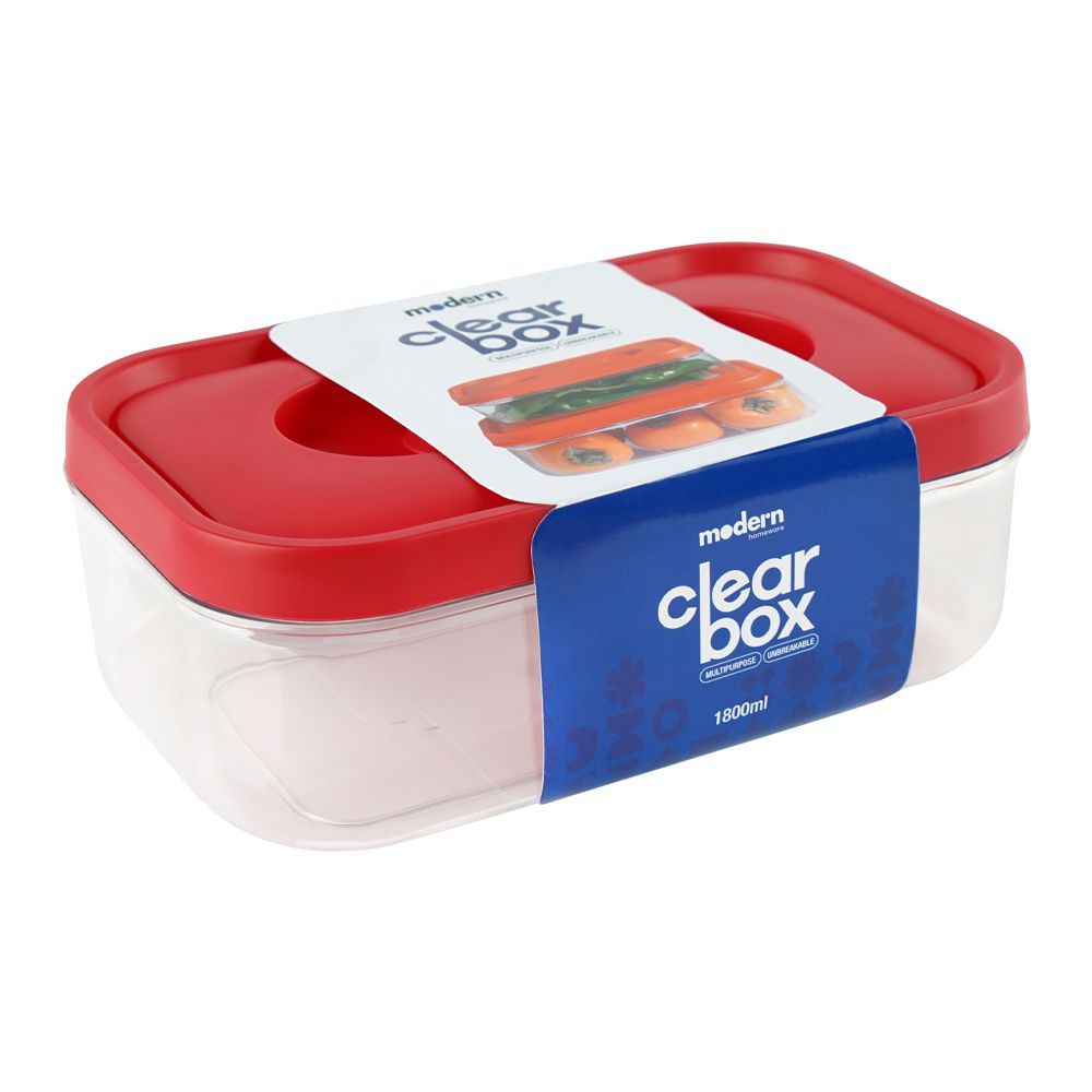 Modern Clear Box, Red, 1800ml, Cb02
