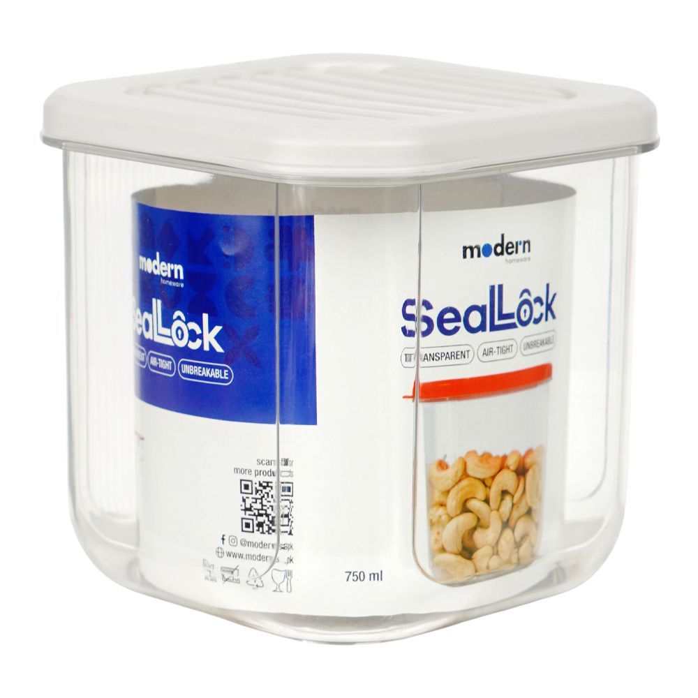 Modern Seal Lock Air-Tight Container, Small, White, 750ml, Sl02