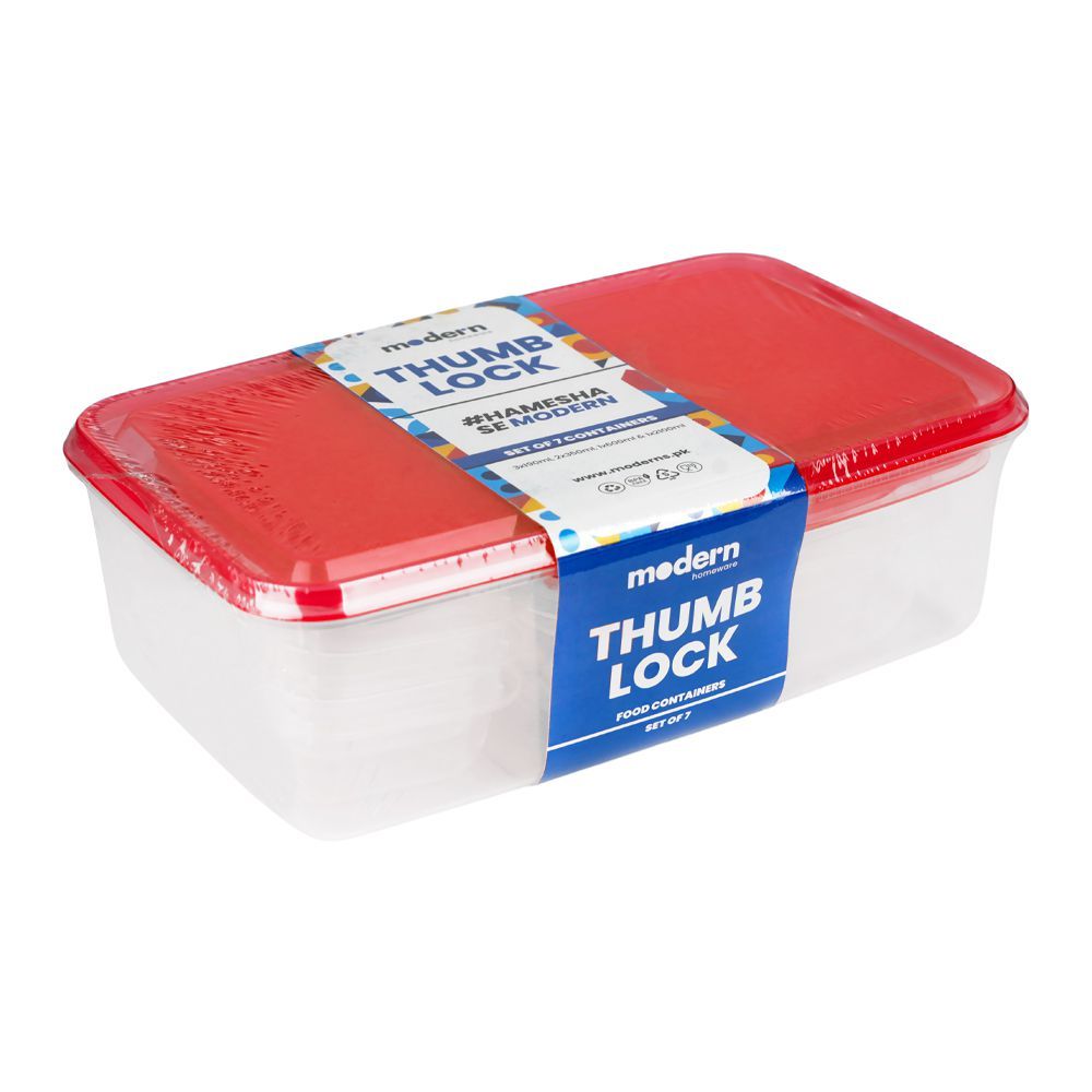 Modern Thumb Lock Food Container, Red, Tlock (Approx 11.02 x 11.81 Inches)