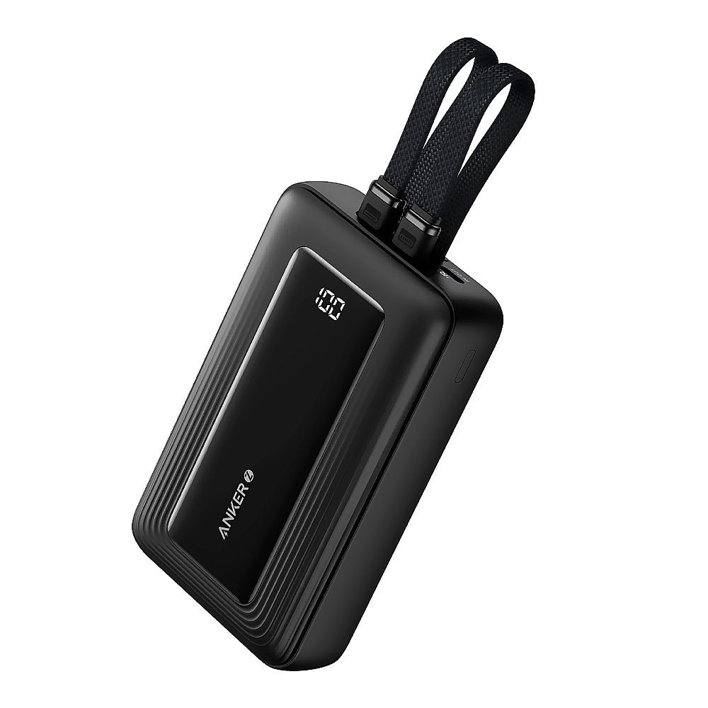 Anker Zolo Power Bank For iPhone, 20000mAh Built-In USB-C Cable & Lightening Cable, 30W, Black A1681H11