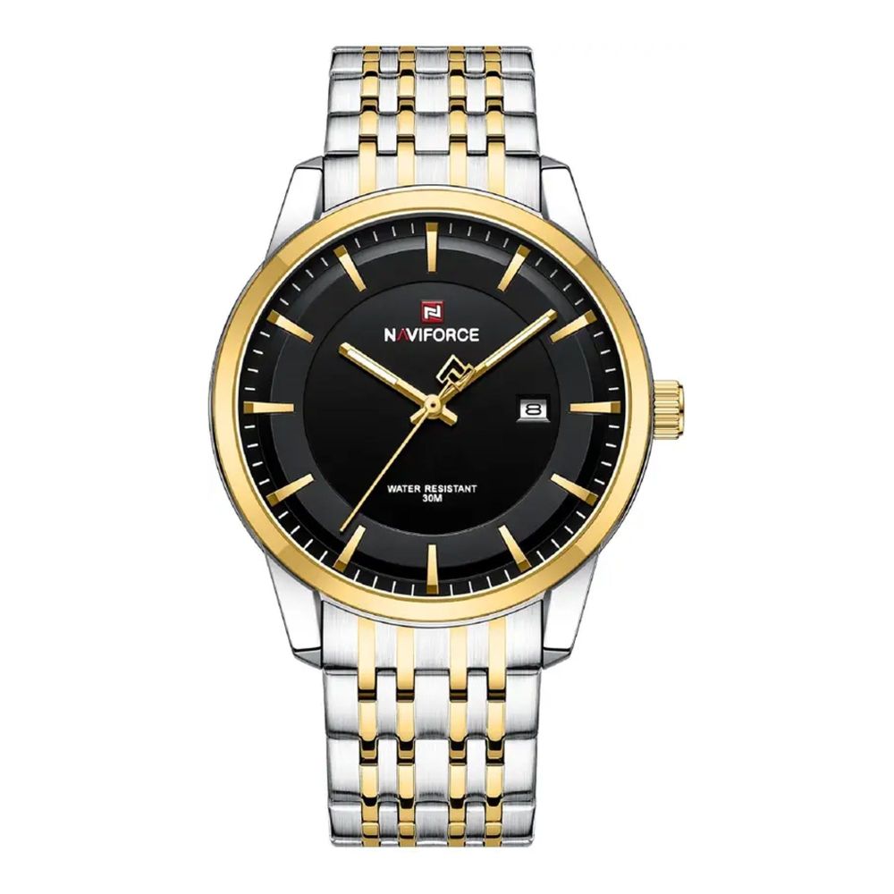 Naviforce Women Analog Watch With Black & Golden Dial & Stainless Steel Bracelet, NF9228G S/B/G