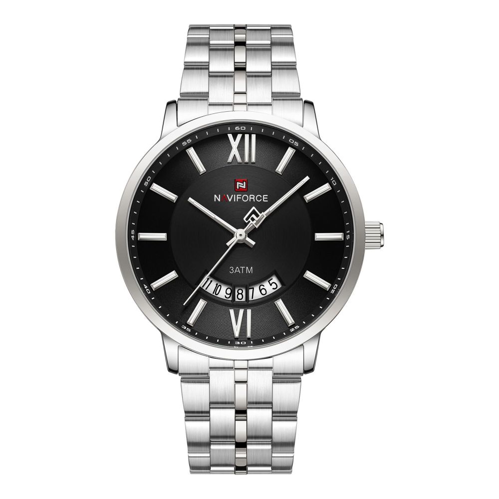 Naviforce Men Analog Watch With Black Dial & Stainless Steel Bracelet, Watch NF9238G S/B/S