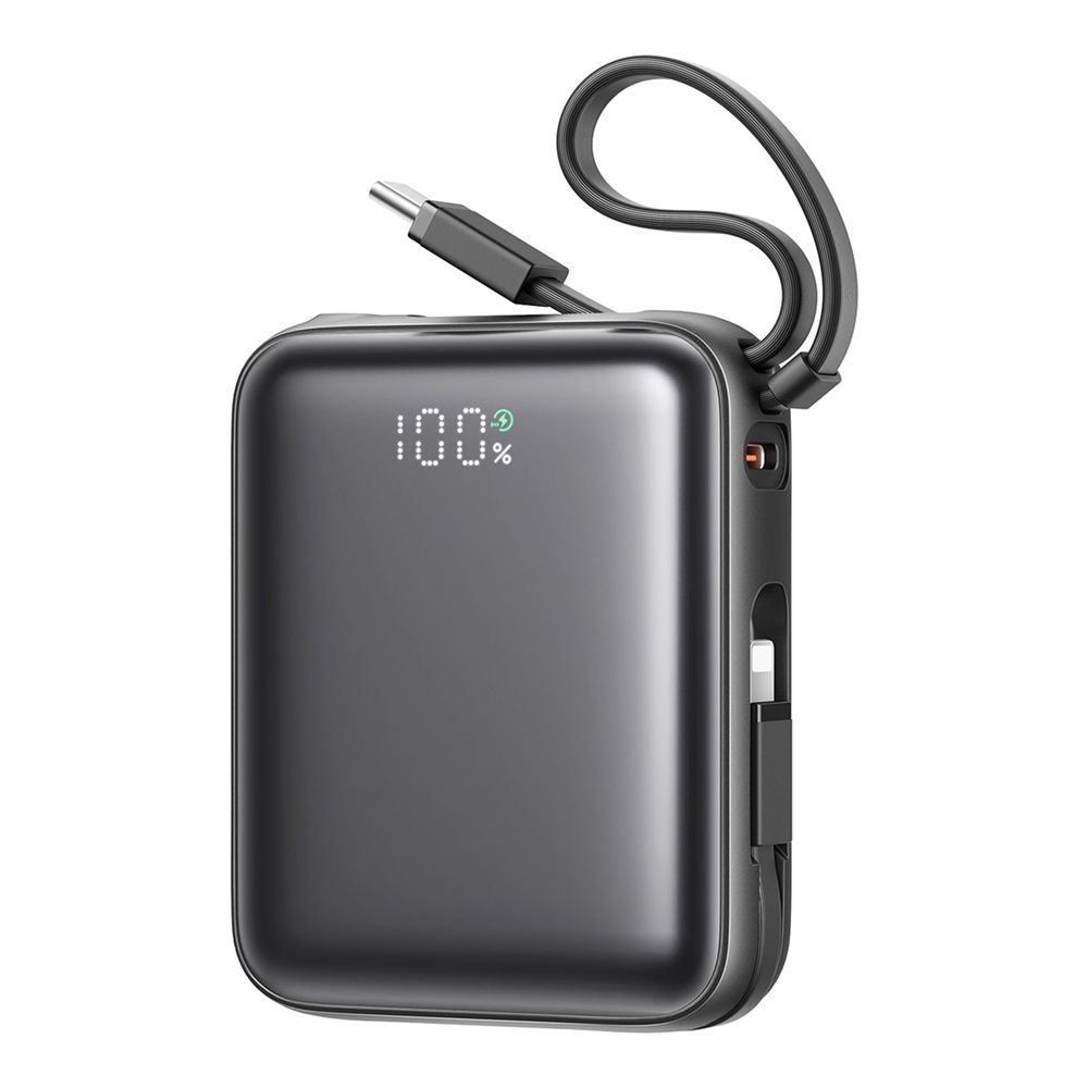 Joyroom Mini Fast Charging Power Bank With Dual Cables, 10000mAh, 22.5W, Black, JR-PBF27