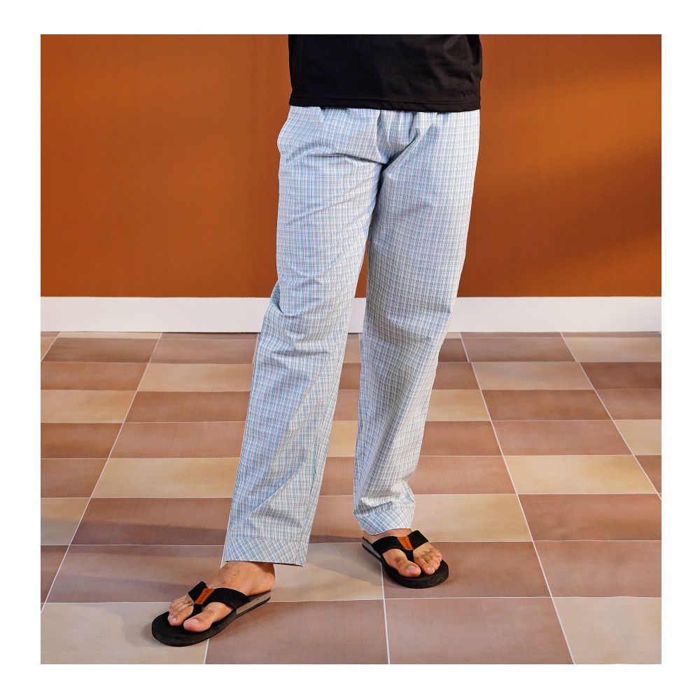 Basix Men's Sea Green & White Checkered Trouser, MT-936