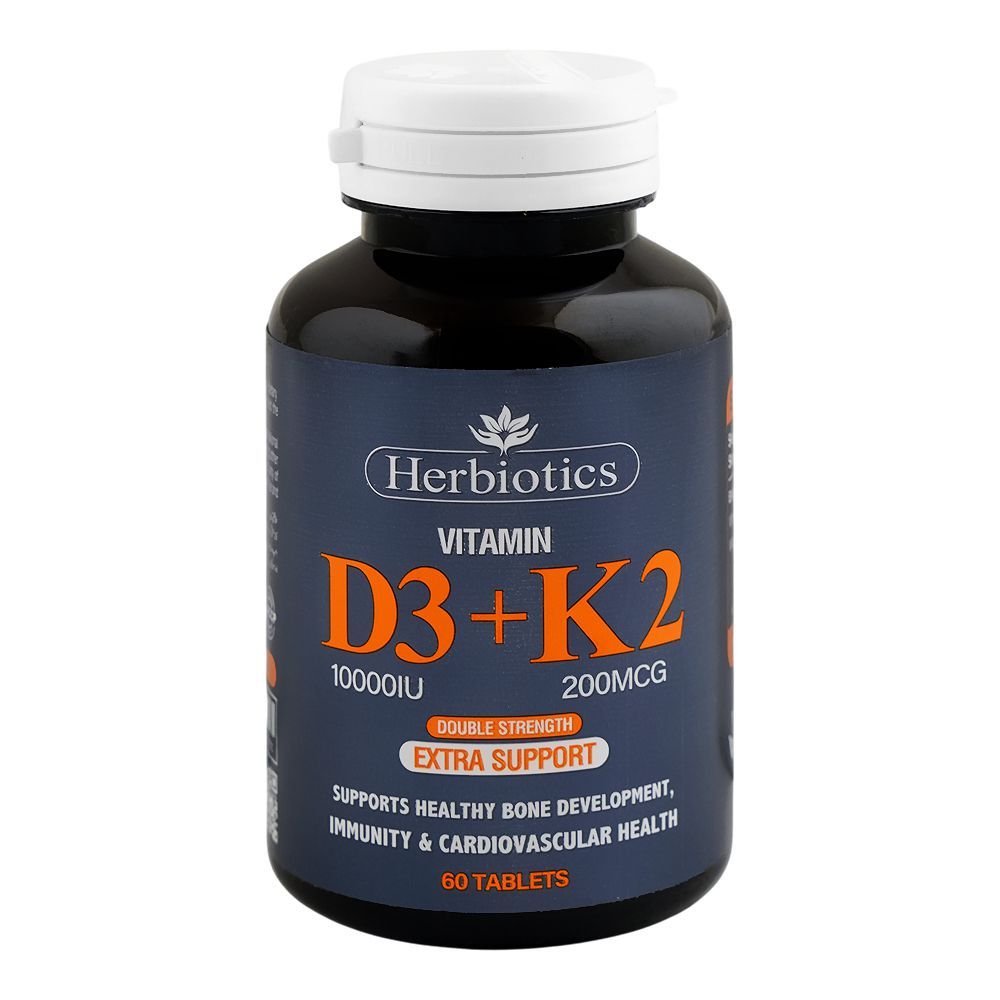 Herbiotics Vitamin D3 + K2 Supplement Tablet, 200Mcg, 60-Pack