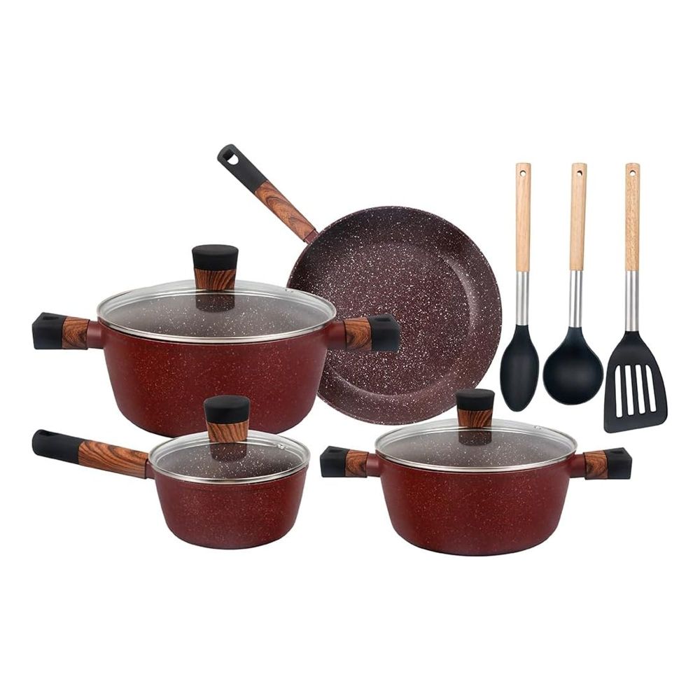 Royalford Chef Choice Granite Coated Cookware Set, RF12491, 10-Pack