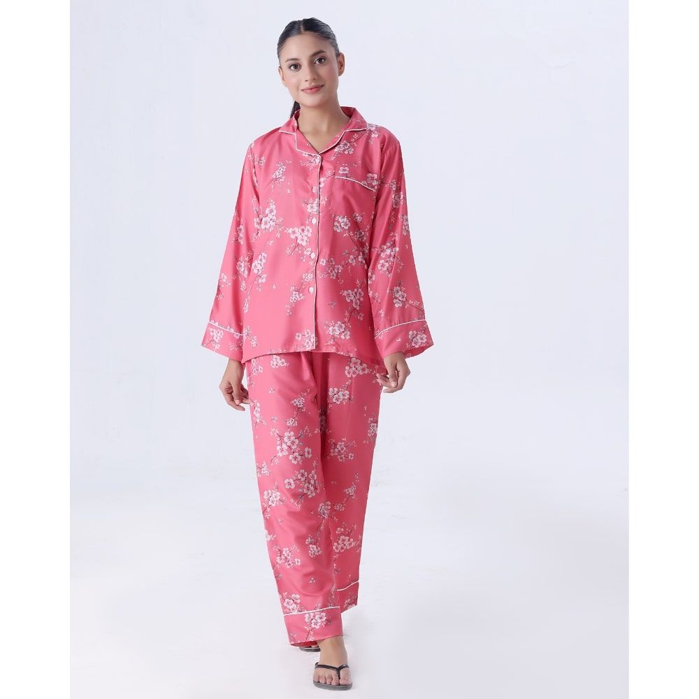 Sajiero Women's Summer Full-Sleeves Pajama Suit, Cozy Pink