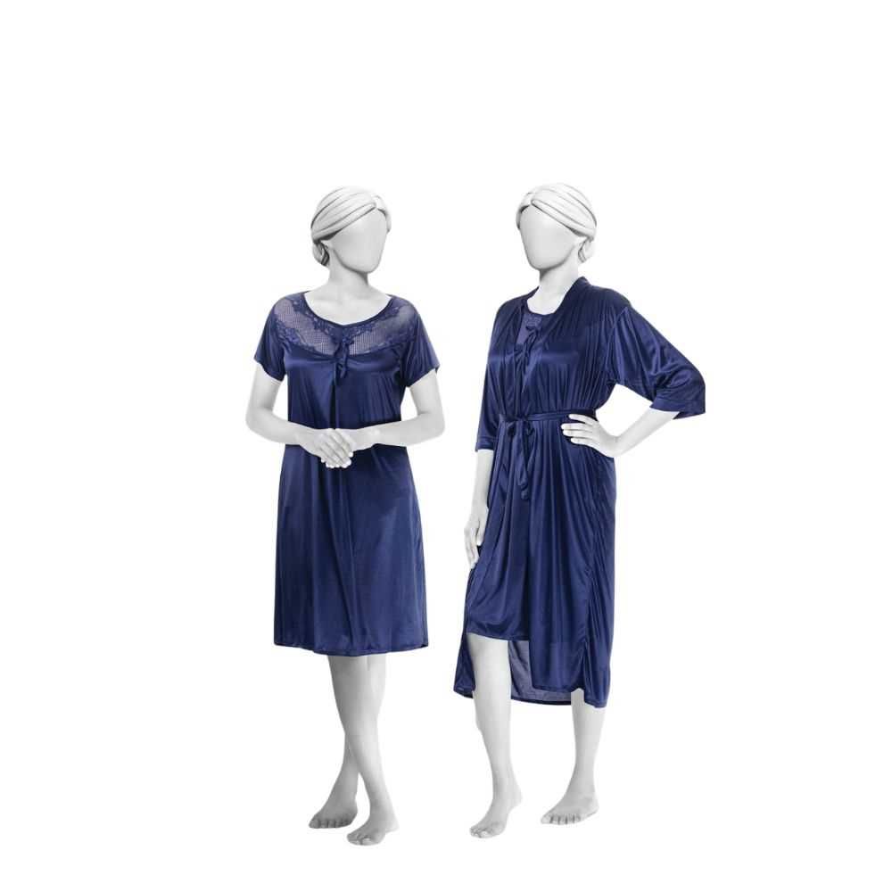 Sajiero Women's 2-Piece Gown Set, Jersey Silk, Blue, 296884