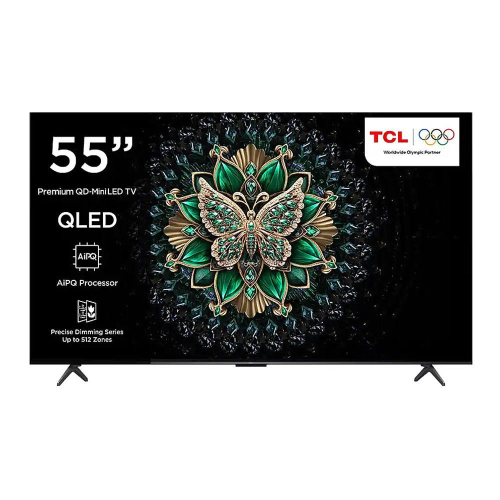 TCL 55 Inches QD-Mini LED Google Smart TV With AiPQ Pro Processor, Matte HVA Panel, 3840 x 2160 Pixels, 144Hz Refresh Rate, 55C6K