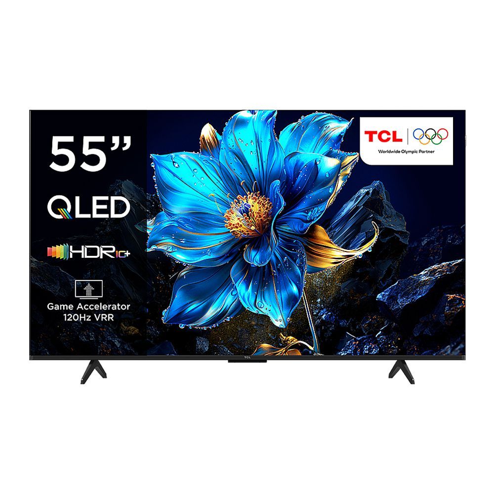 TCL 55 Inches QLED Google Smart TV With AiPQ Processor, HDR10+ HVA Panel, 3840 x 2160 Pixels, 120Hz Refresh Rate, 55P79K