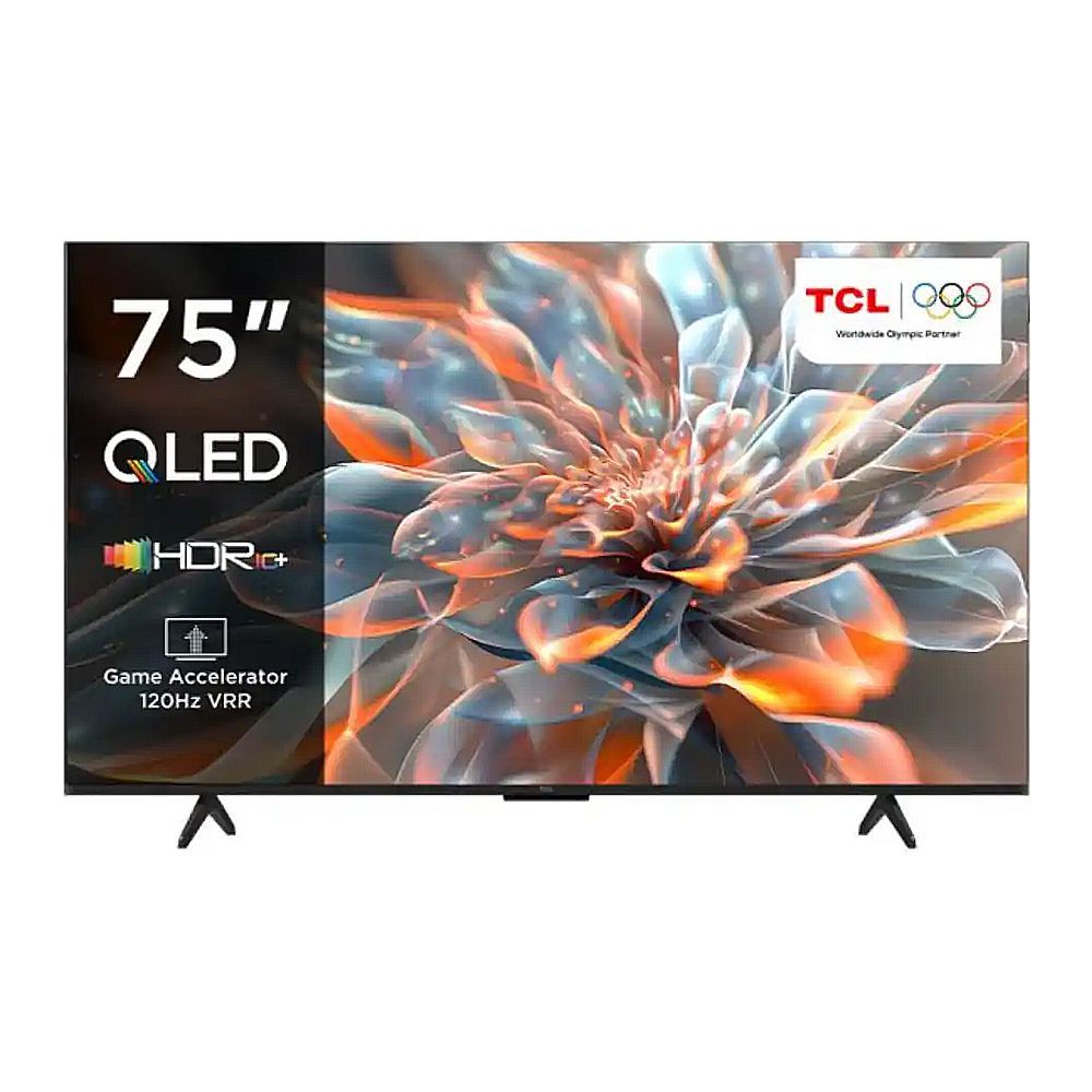 TCL 75 Inches QLED Google Smart TV With AiPQ Processor, HDR10+ HVA Panel, 3840 x 2160 Pixels, 120Hz Refresh Rate, 75P79K
