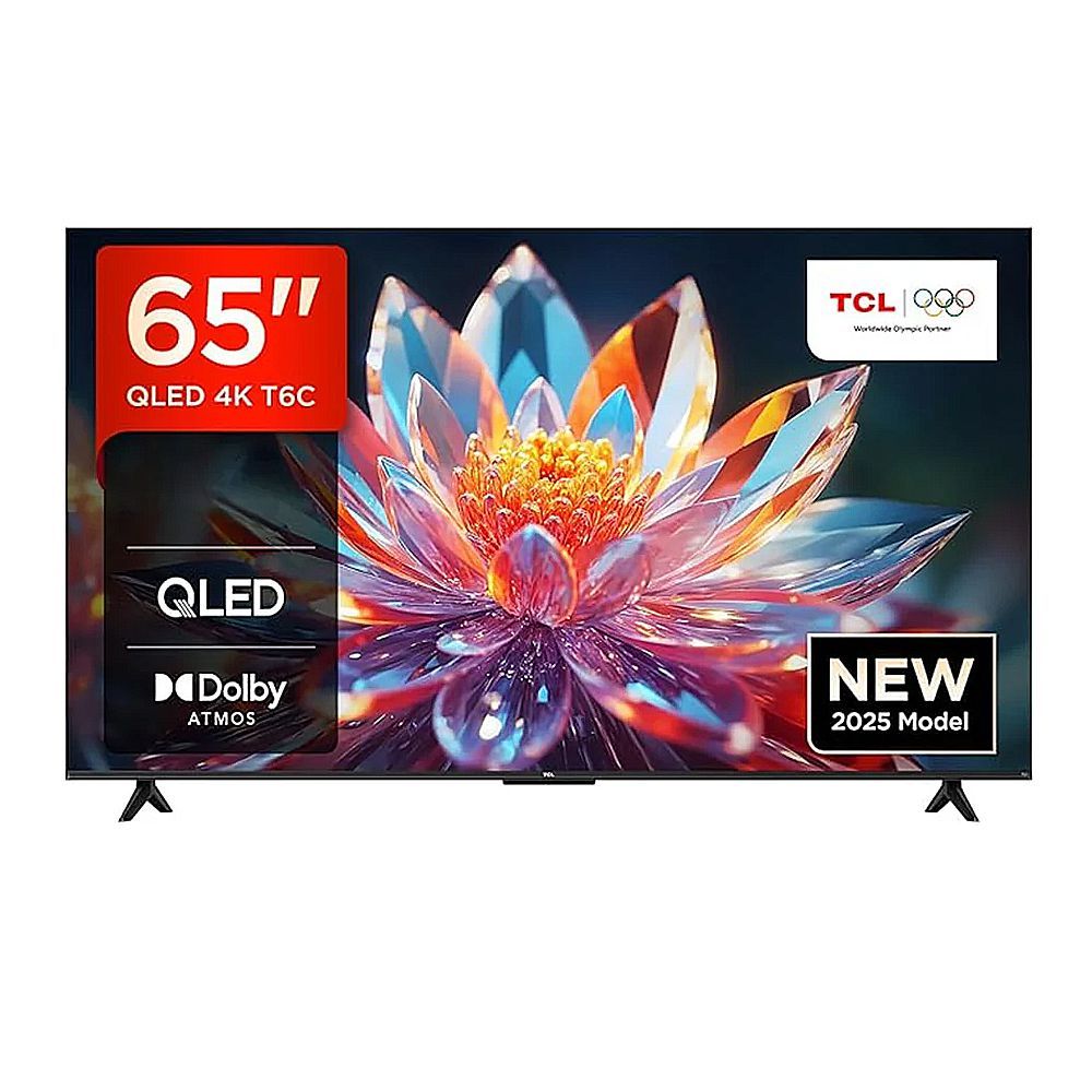TCL 65 Inches QLED Google Smart TV With AiPQ Processor, HDR10+ HVA Panel, 3840 x 2160 Pixels, 60Hz Refresh Rate, 65T6C