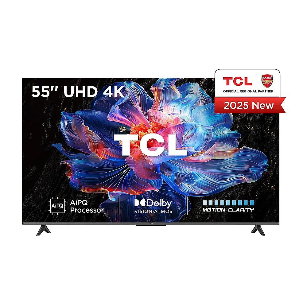 TCL 55 Inches QLED Google Smart TV With AiPQ Processor, HDR10+ HVA Panel, 3840 x 2160 Pixels, 60Hz Refresh Rate, 55T6C
