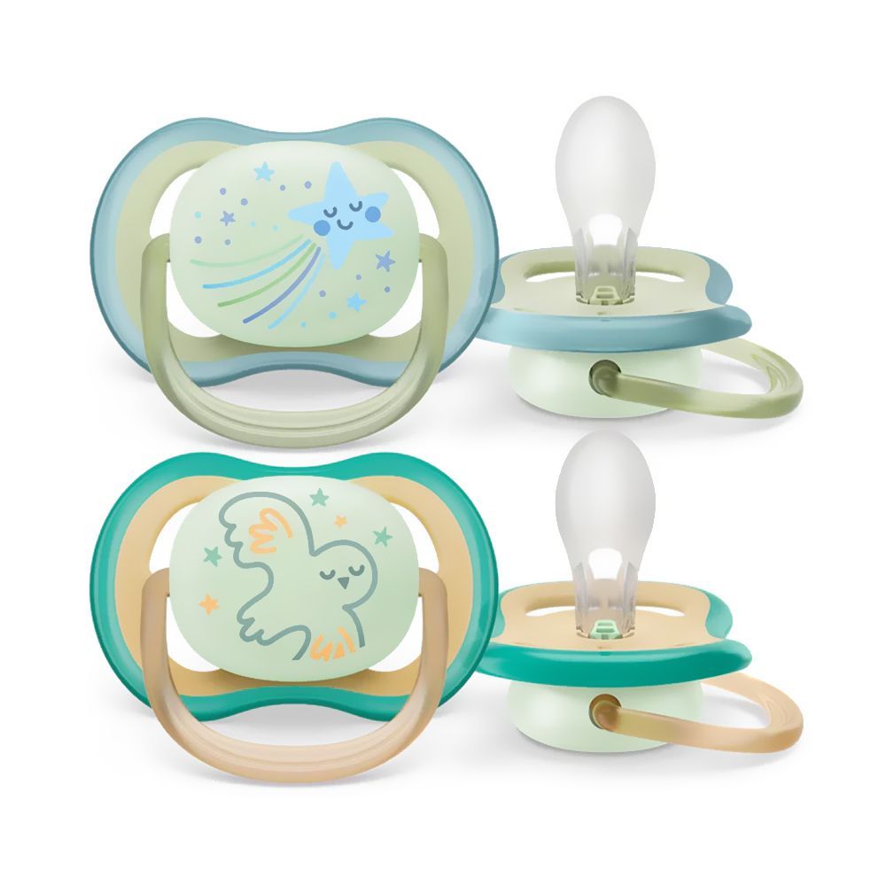 Avent Ultra Air Night Time Soothers, For 0 To 6 Months, BPA Free, SCF376/18, 2-Pack