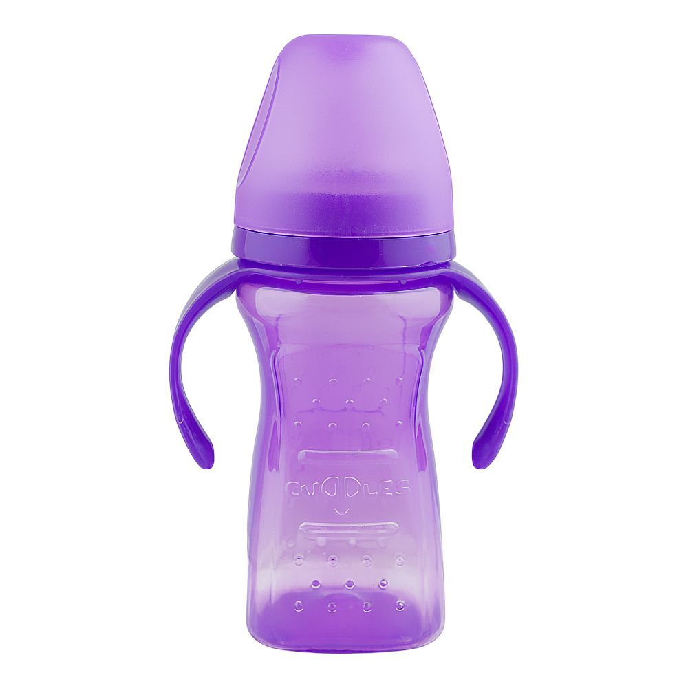 Cuddles Orthodaontic Nipple Feeding Bottle, For 6 Months+ BPA & BPS Free, Purple, 300ml