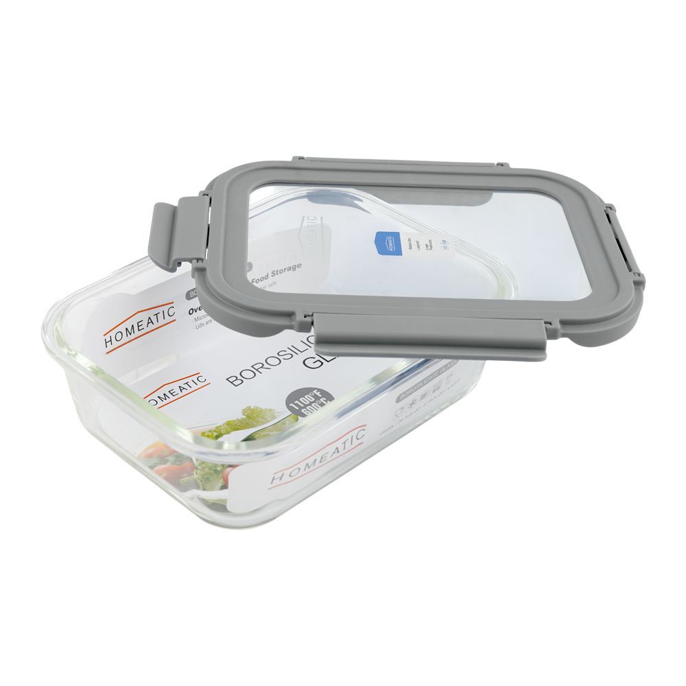 Homeatic Glass Storage Container, 370ml, Grey, HMT-201