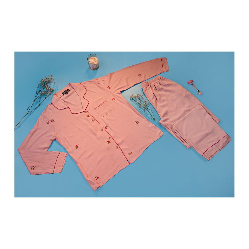 Flourish Women's Pajama Suit, Pink, 1214