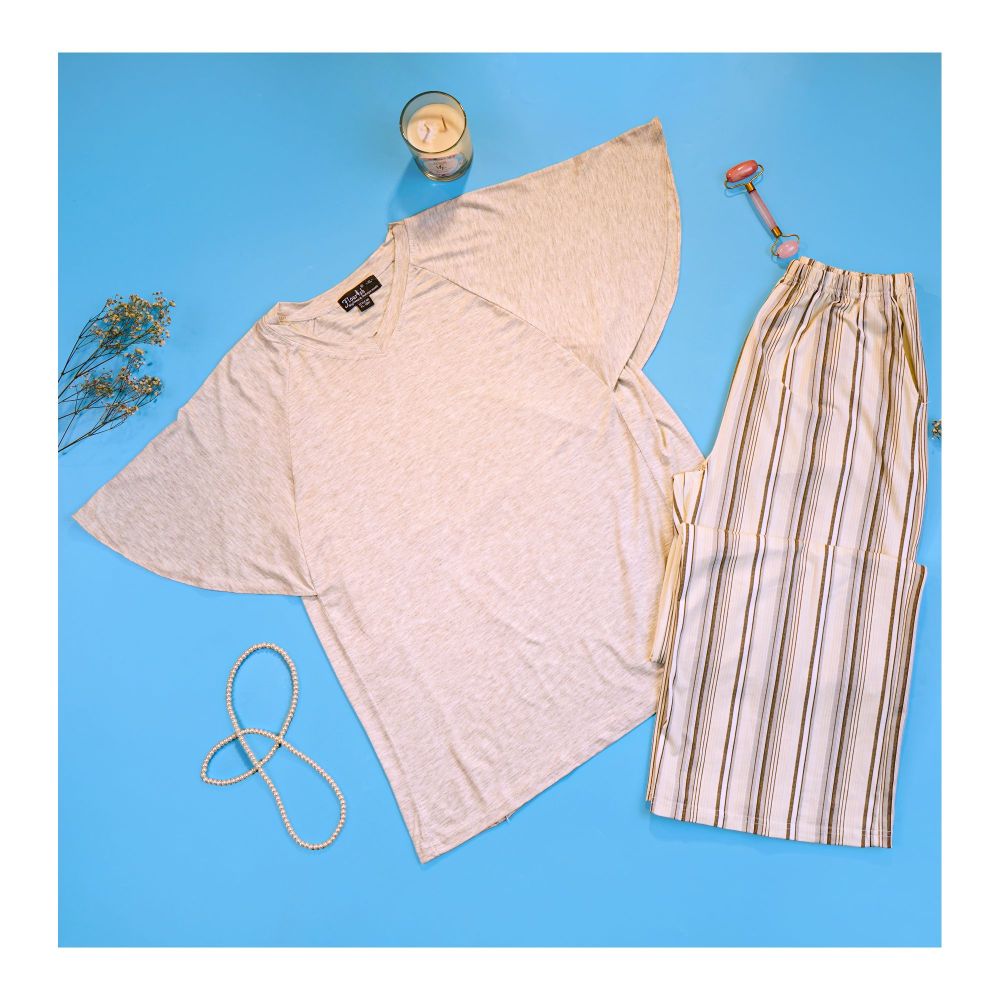 Flourish Women's Pajama Suit, Light Grey, 1091